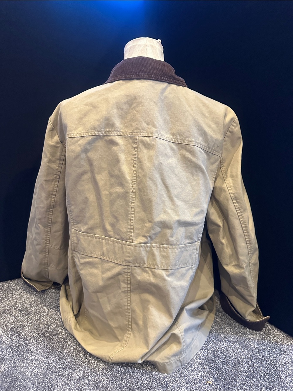 L.L. Bean Khaki Utility Jacket with Brown Corduroy Trim - Picture 2 of 4